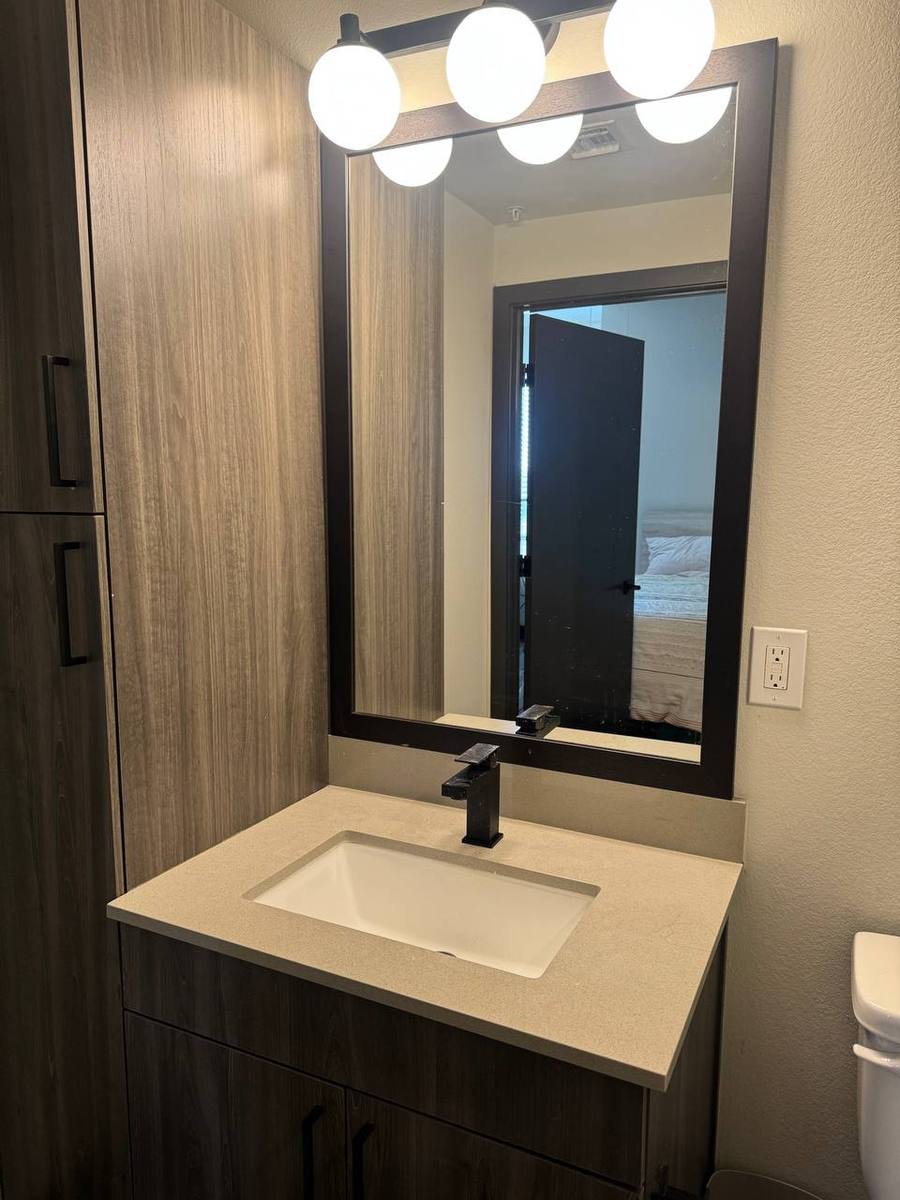 Modern kitchen with quartz island